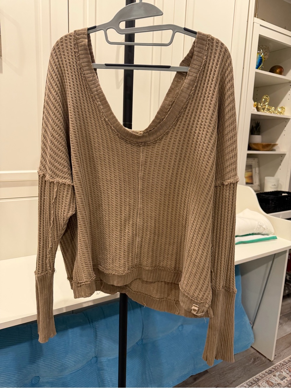 We The Free Open Knit Taupe Cardigan
